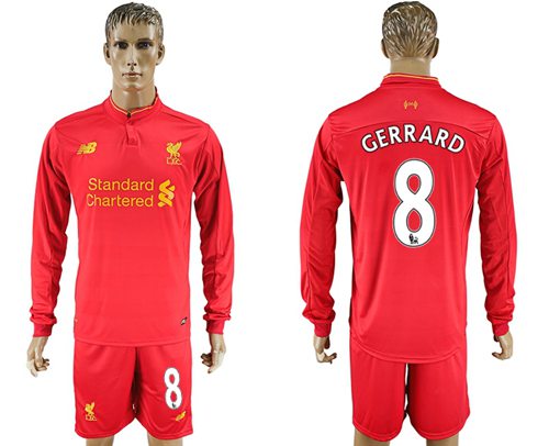 Liverpool #8 Gerrard Home Long Sleeves Soccer Club Jersey Liverpool #8 Gerrard Home Long Sleeves Soccer Club Jersey