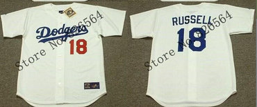 Los Angeles Dodgers 18 BILL RUSSELL White mens baseball jersey
