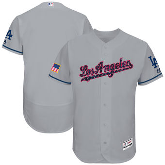 Los Angeles Dodgers Majestic 2017 Stars & Stripes Authentic Collection Flex Base Team Jersey - Gray Los Angeles Dodgers Majestic 2017 Stars & Stripes Authentic Collection Flex Base Team Jersey - Gray
