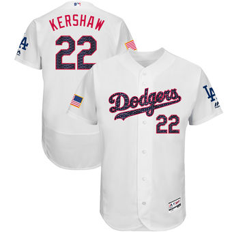 Clayton Kershaw Los Angeles Dodgers Majestic 2017 Stars & Stripes Authentic Collection Flex Base Player Jersey - White