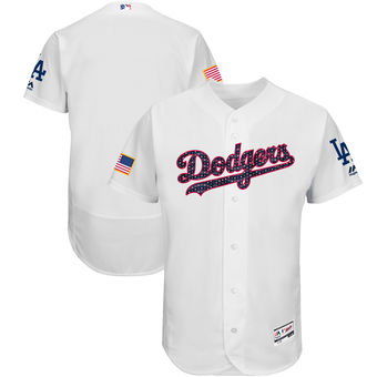 Los Angeles Dodgers Majestic 2017 Stars & Stripes Authentic Collection FlexBase Team Jersey - White