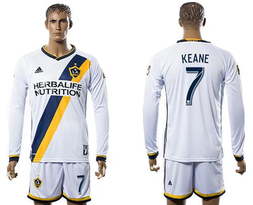 Los Angeles Galaxy #7 Keane Home Long Sleeves Soccer Club Jersey Los Angeles Galaxy #7 Keane Home Long Sleeves Soccer Club Jersey