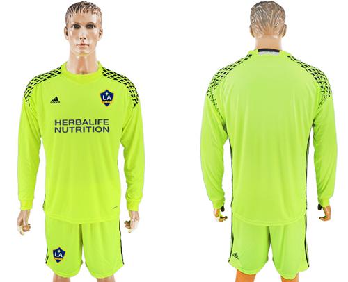 Los Angeles Galaxy Blank Shiny Green Goalkeeper Long Sleeves Soccer Club Jersey