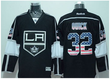Los Angeles Kings #32 Jonathan Quick Black USA Flag Fashion Stitched NHL Jersey Los Angeles Kings #32 Jonathan Quick Black USA Flag Fashion Stitched NHL Jersey