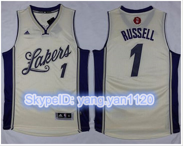 Los Angeles Lakers #1 D''Angelo Russell White 2015-2016 Christmas Day Stitched NBA Jersey
