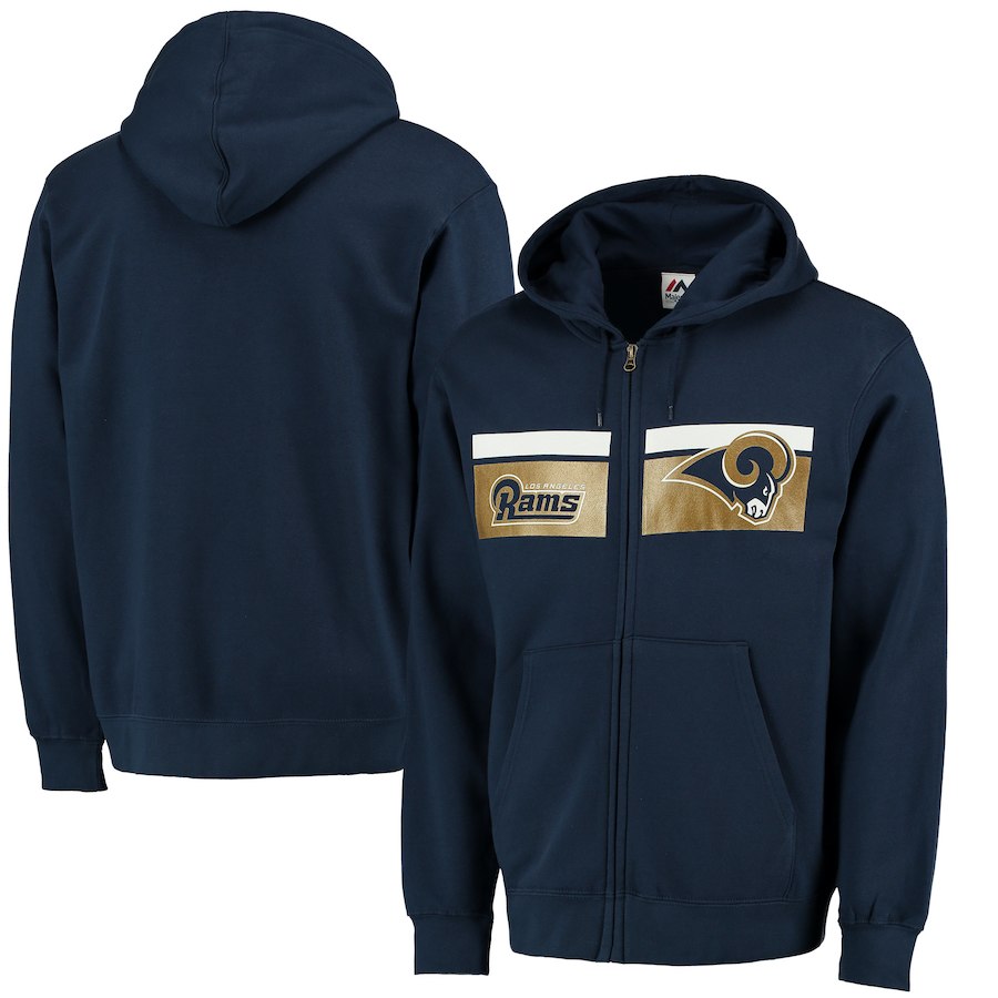 Los Angeles Rams Majestic Touchback Full Zip Hoodie Navy Los Angeles Rams Majestic Touchback Full Zip Hoodie Navy