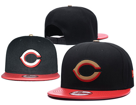 MLB Cincinnati Reds Team Logo Black Reflective Adjustable Hat A14