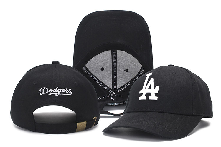 MLB Los Angeles Dodgers Team Logo Black Peaked Adjustable Hat 5