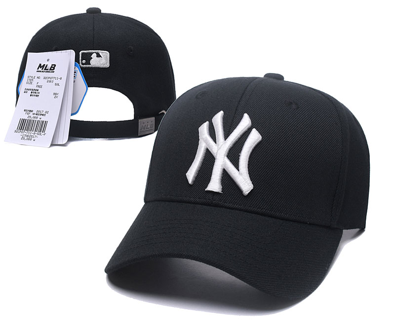 MLB New York Yankees Team Logo Black Peaked Adjustable Hat S9 MLB New York Yankees Team Logo Black Peaked Adjustable Hat S9