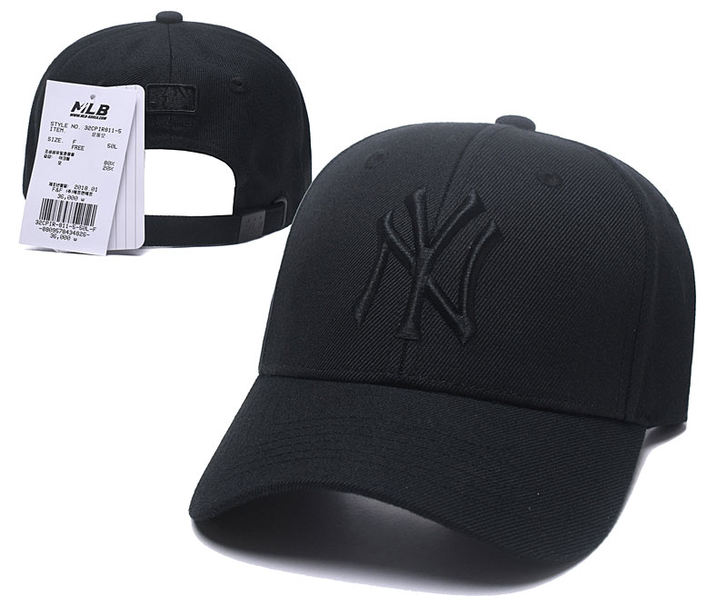 MLB New York Yankees Team Logo Solid Black Peaked Adjustable Hat S9 MLB New York Yankees Team Logo Solid Black Peaked Adjustable Hat S9