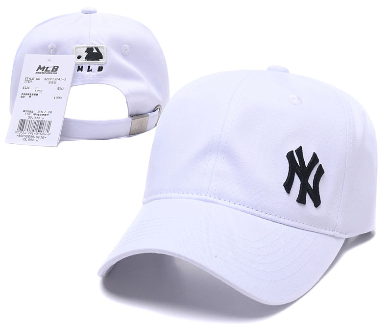 MLB New York Yankees Team Logo White Peaked Adjustable Hat S6