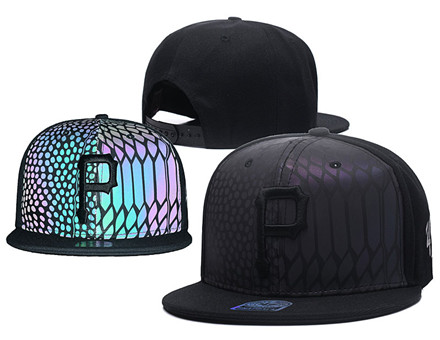 MLB Pittsburgh Pirates Team Logo Black Reflective Adjustable Hat 857