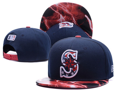 MLB Seattle Mariners USA Flag Logo Navy Adjustable Hat LH