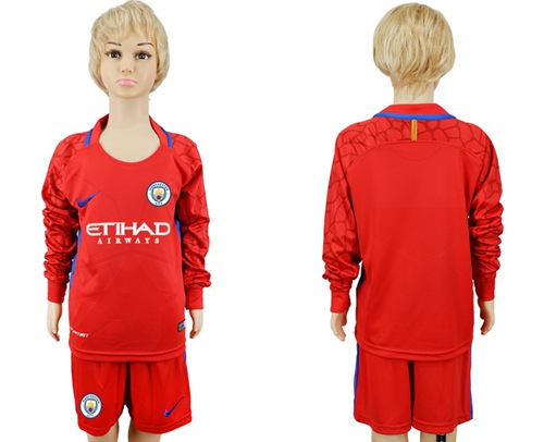 Manchester City Blank Red Goalkeeper Long Sleeves Kid Soccer Club Jersey Manchester City Blank Red Goalkeeper Long Sleeves Kid Soccer Club Jersey