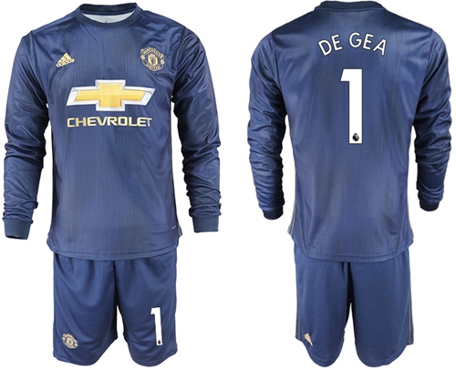 Manchester United #1 De Gea Away Long Sleeves Soccer Club Jersey Manchester United #1 De Gea Away Long Sleeves Soccer Club Jersey