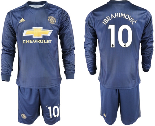Manchester United #10 Ibrahimovic Away Long Sleeves Soccer Club Jersey