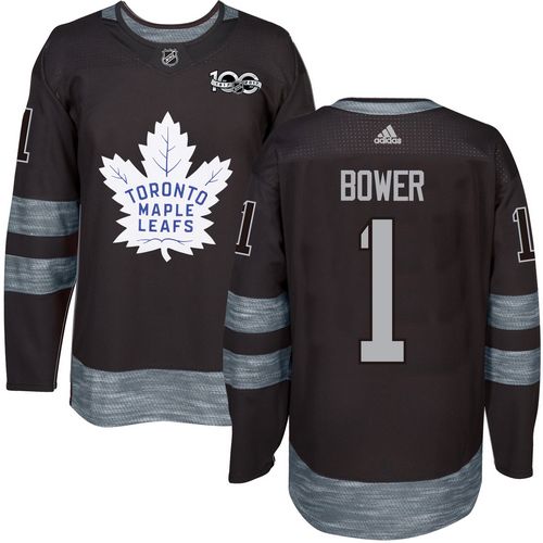 Maple Leafs #1 Johnny Bower Black 1917-2017 100th Anniversary Stitched NHL Jersey Maple Leafs #1 Johnny Bower Black 1917-2017 100th Anniversary Stitched NHL Jersey