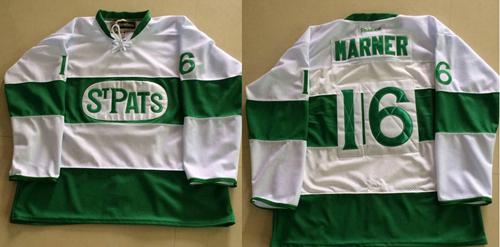 Maple Leafs #16 Mitchell Marner White Green St. Patrick's Day Stitched NHL Jersey