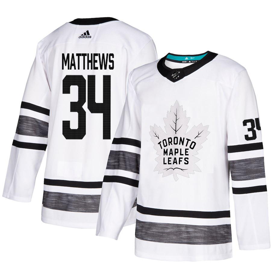 Maple Leafs #34 Auston Matthews White Authentic 2019 All-Star Stitched Youth Hockey Jersey