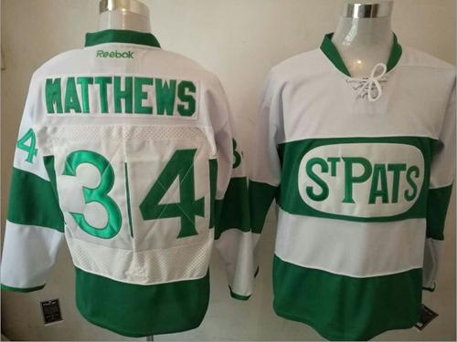 Maple Leafs #34 Auston Matthews White Green St. Patrick's Day Stitched NHL Jersey Maple Leafs #34 Auston Matthews White Green St. Patrick's Day Stitched NHL Jersey