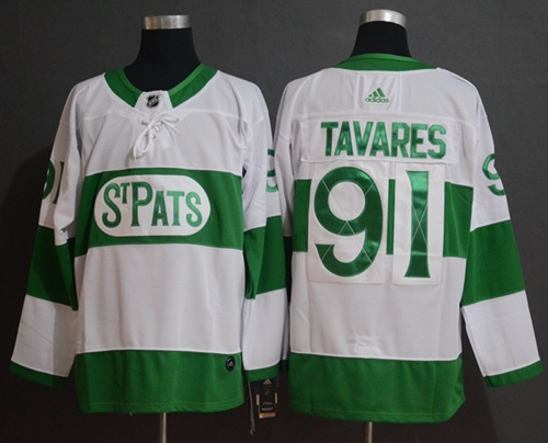 Maple Leafs #91 John Tavares White Authentic St. Pats Stitched Hockey Jersey 