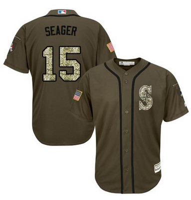Mariners #15 Kyle Seager Green Salute to Service Stitched MLB Jersey