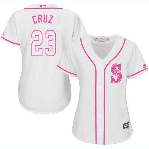Mariners #23 Nelson Cruz White Pink Fashion Women's Stitched MLB Jersey Mariners #23 Nelson Cruz White Pink Fashion Women's Stitched MLB Jersey