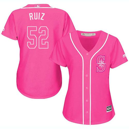Mariners #52 Carlos Ruiz Pink Fashion Women's Stitched MLB Jersey
