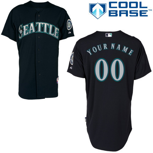 Mariners Black Customized Men Cool Base Jersey