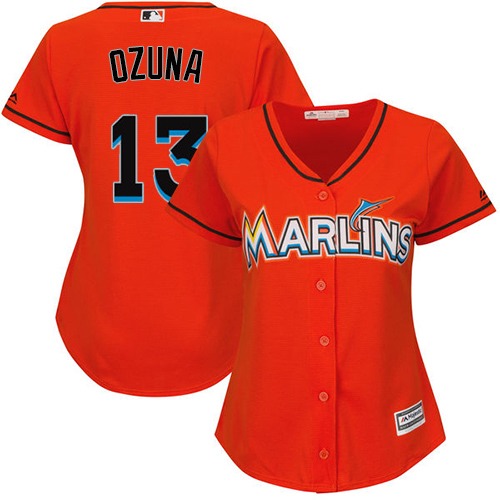 Marlins #13 Marcell Ozuna Orange Alternate Women's Stitched MLB Jersey Marlins #13 Marcell Ozuna Orange Alternate Women's Stitched MLB Jersey