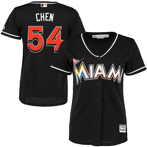 Marlins #54 Wei-Yin Chen Black Alternate Women's Stitched MLB Jersey