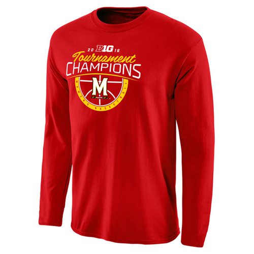 Maryland Terrapins 2016 Big Ten Basketball Conference Champions Long Sleeves T-Shirt Red