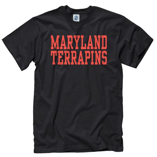 Maryland Terrapins Stacked Text Neon T-Shirt Black