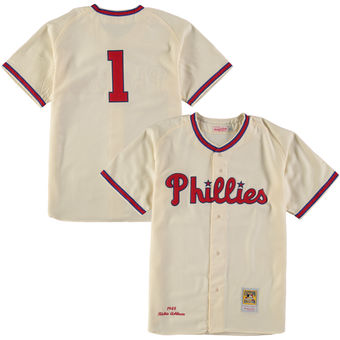Men's 1948 Philadelphia Phillies Richie Ashburn Mitchell & Ness Cream Authentic Throwback Jersey