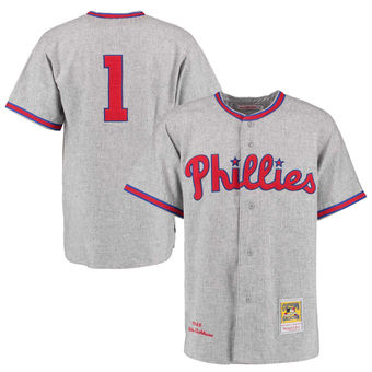 Men's 1948 Philadelphia Phillies Richie Ashburn Mitchell & Ness Gray Authentic Throwback Jersey
