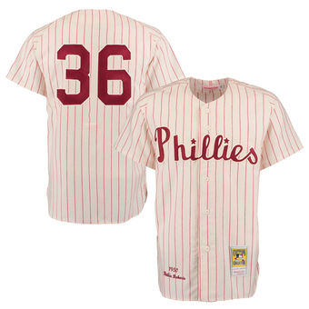 Men's 1950 Philadelphia Phillies Robin Roberts Mitchell & Ness Cream Red Authentic Throwback Jersey Men's 1950 Philadelphia Phillies Robin Roberts Mitchell & Ness Cream Red Authentic Throwback Jersey