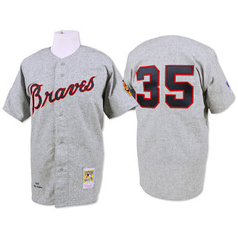 Men's 1969 Atlanta Braves Phil Niekro Mitchell & Ness Gray Authentic Throwback Jersey