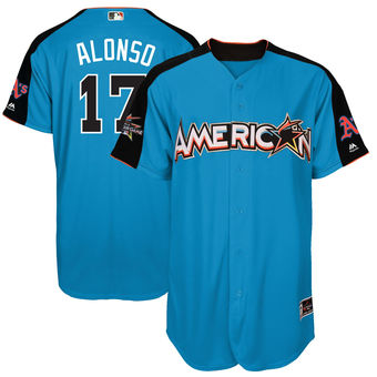 Men's American League Athletics Yonder Alonso Majestic Blue 2017 MLB All-Star Game Home Run Derby Player Jersey