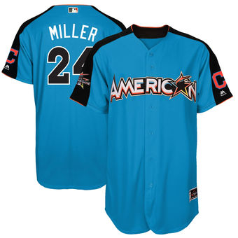 Men's American League Indians Andrew Miller Majestic Blue 2017 MLB All-Star Game Home Run Derby Player Jersey