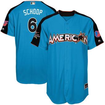 Men's American League Orioles Jonathan Schoop Majestic Blue 2017 MLB All-Star Game Home Run Derby Player Jersey