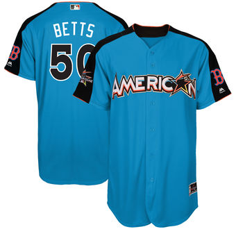 Men's American League Red Sox Mookie Betts Majestic Blue 2017 MLB All-Star Game Authentic Home Run Derby Jersey