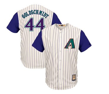 Men's Arizona Diamondbacks#44  Paul Goldschmidt Majestic CreamPurple Cooperstown Collection Cool Base Player Jersey