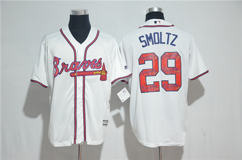Men's Atlanta Braves #29 John Smoltz Majestic White 2017 Color Printing Cool Base Jersey