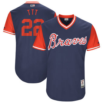 Men's Atlanta Braves Lane Adams  LA Swiftness Majestic Navy 2017 Players Weekend Authentic Jersey