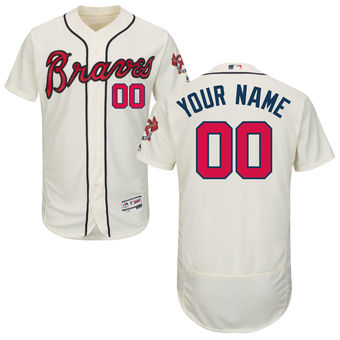 Men's Atlanta Braves Majestic Alternate Ivory FlexBase Authentic Collection Custom Jersey