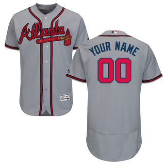 Men's Atlanta Braves Majestic Road Gray FlexBase Authentic Collection Custom Jersey