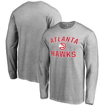 Men's Atlanta Hawks Ash Victory Arch Long Sleeve T-Shirt