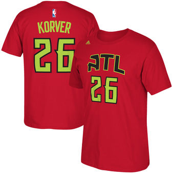 Men's Atlanta Hawks Kyle Korver #26 adidas Red Net Number T-Shirt