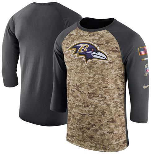 Men's Baltimore Ravens Nike Camo Anthracite Salute to Service Sideline Legend Performance Three-Quarter Sleeve T-Shirt Men's Baltimore Ravens Nike Camo Anthracite Salute to Service Sideline Legend Performance Three-Quarter Sleeve T-Shirt