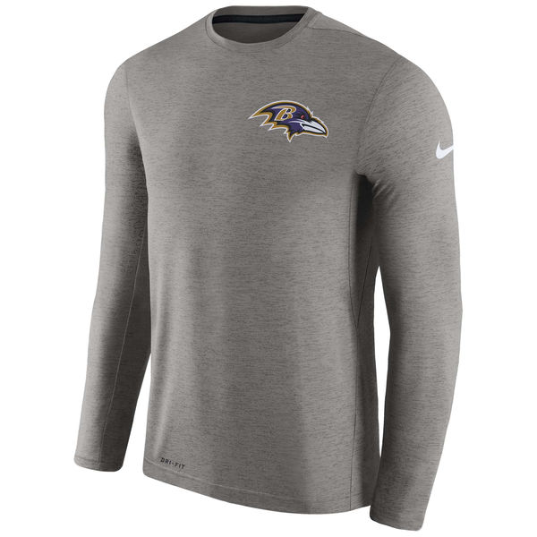 Men's Baltimore Ravens Nike Charcoal Coaches Long Sleeve Performance T-Shirt Men's Baltimore Ravens Nike Charcoal Coaches Long Sleeve Performance T-Shirt
